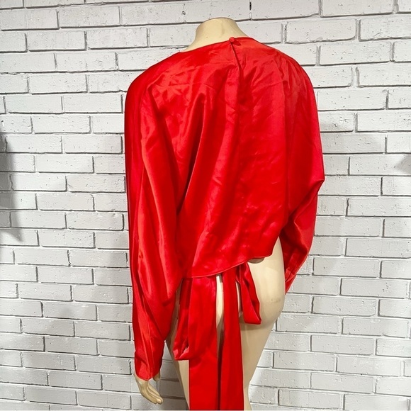 Asos Women’s Red Tie Wrap Front Top and Wide Leg Pants Set - Picture 7 of 14